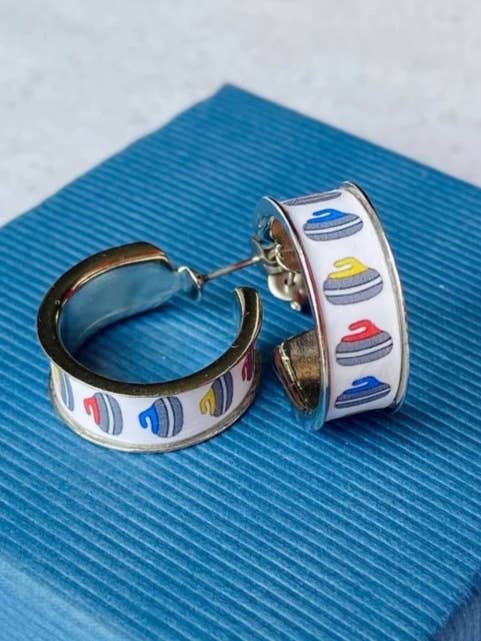 Curling Hoop Earrings - Curling Stone Jewelry, Curling Sport for wholesale by Nifty Gifty Shop