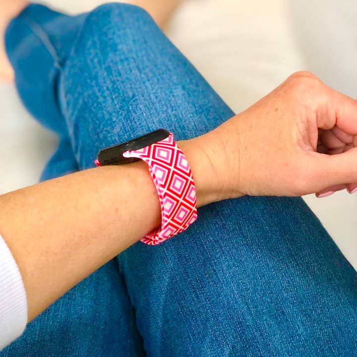 Pulseira de relógio Apple geométrica vermelha e rosa por atacado de Thomas and Lee Company