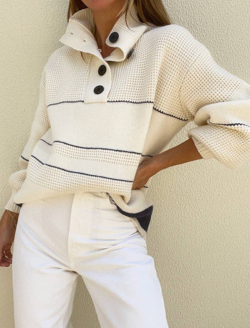 APRICOT Button-Up Collared Knit Sweater for wholesale on Faire3
