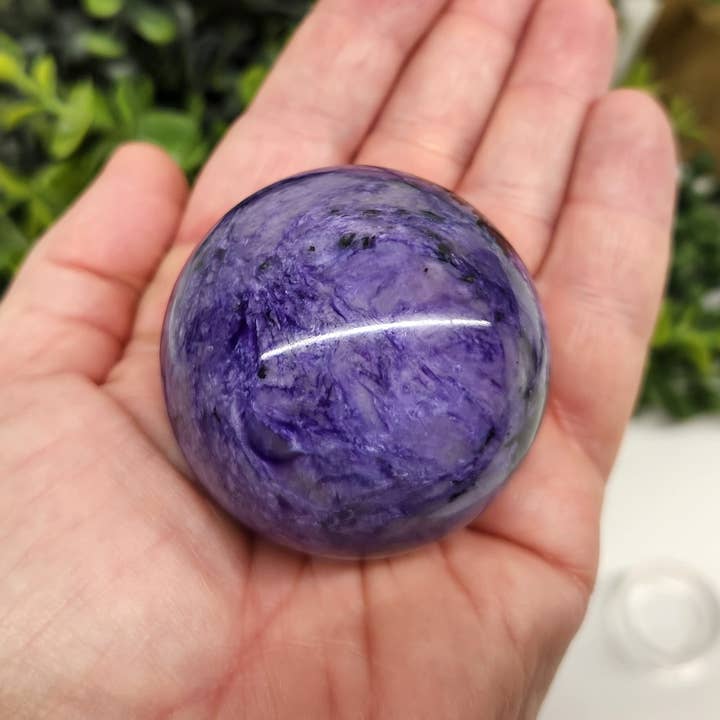 Meraki Gemstones – wholesale Spiritual stone/crystal – Charoite Polished Semi-Precious Gemstone Sphere (5 to 6cm)4