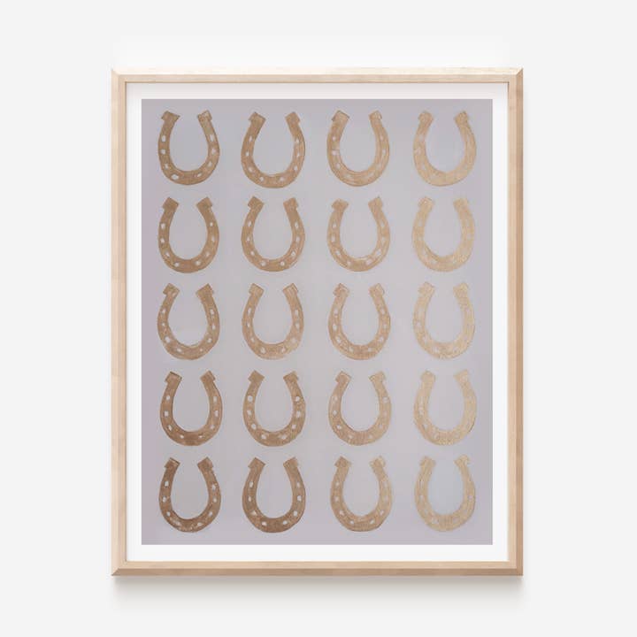 Horseshoes Taupe + Gold Print for wholesale by ALEX'S