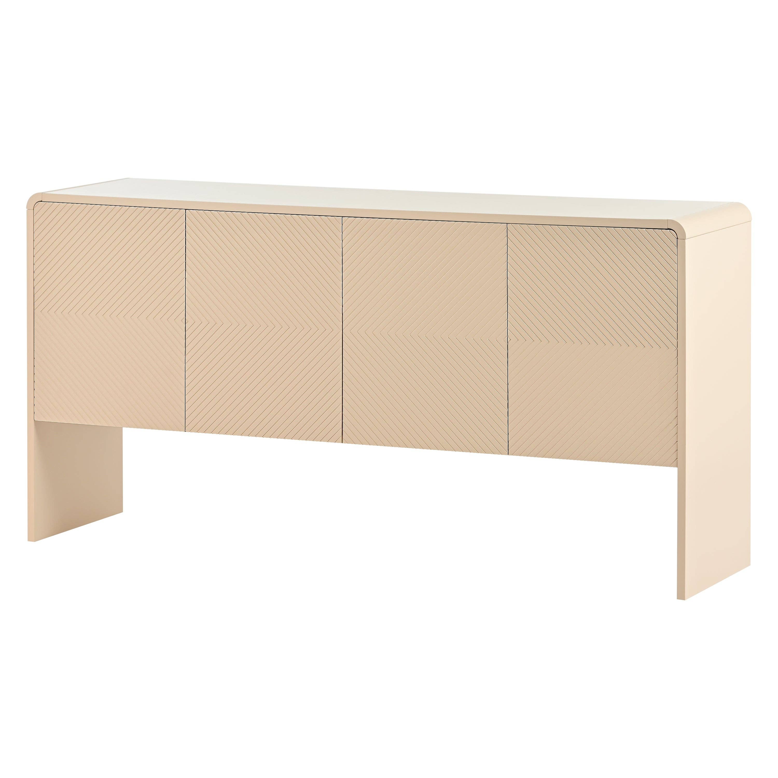 Urban Meuble - Wholesale Cabinet - Wood-effect sideboard with 4 doors, grooved patterns, rounded edges MINERAL9