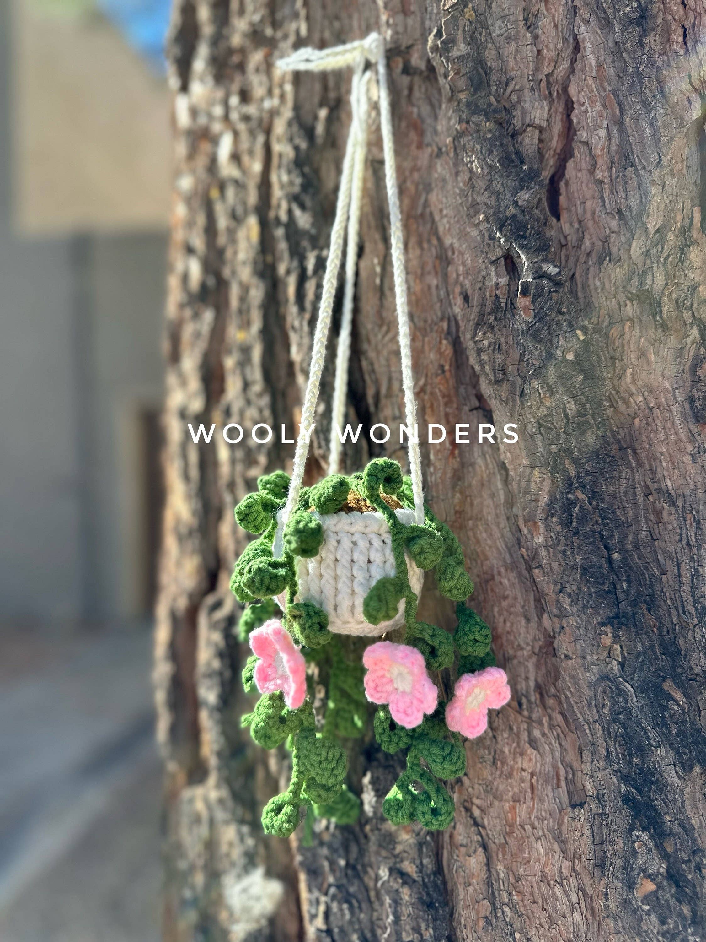 Anh2 LTD – wholesale Dekorativ berlock för bil – Dam – Virkade suckulenta växtbilspegelhängande, blomvinstockar7