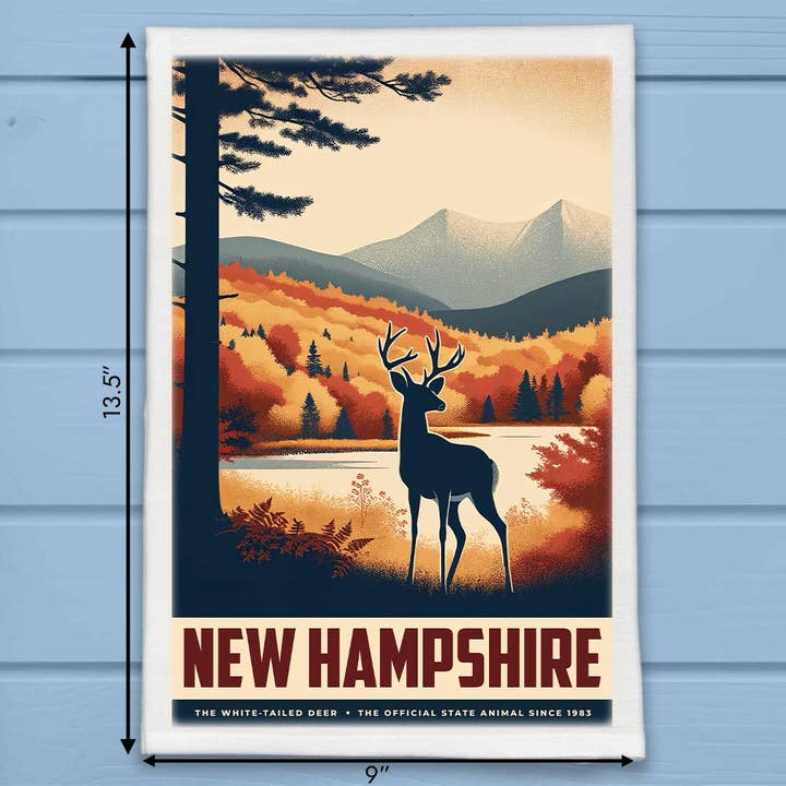 New Hampshire State Animal Geschirrtuch im Vintage-Stil, digitale Kunst für den Großhandel von ADDLE iNK