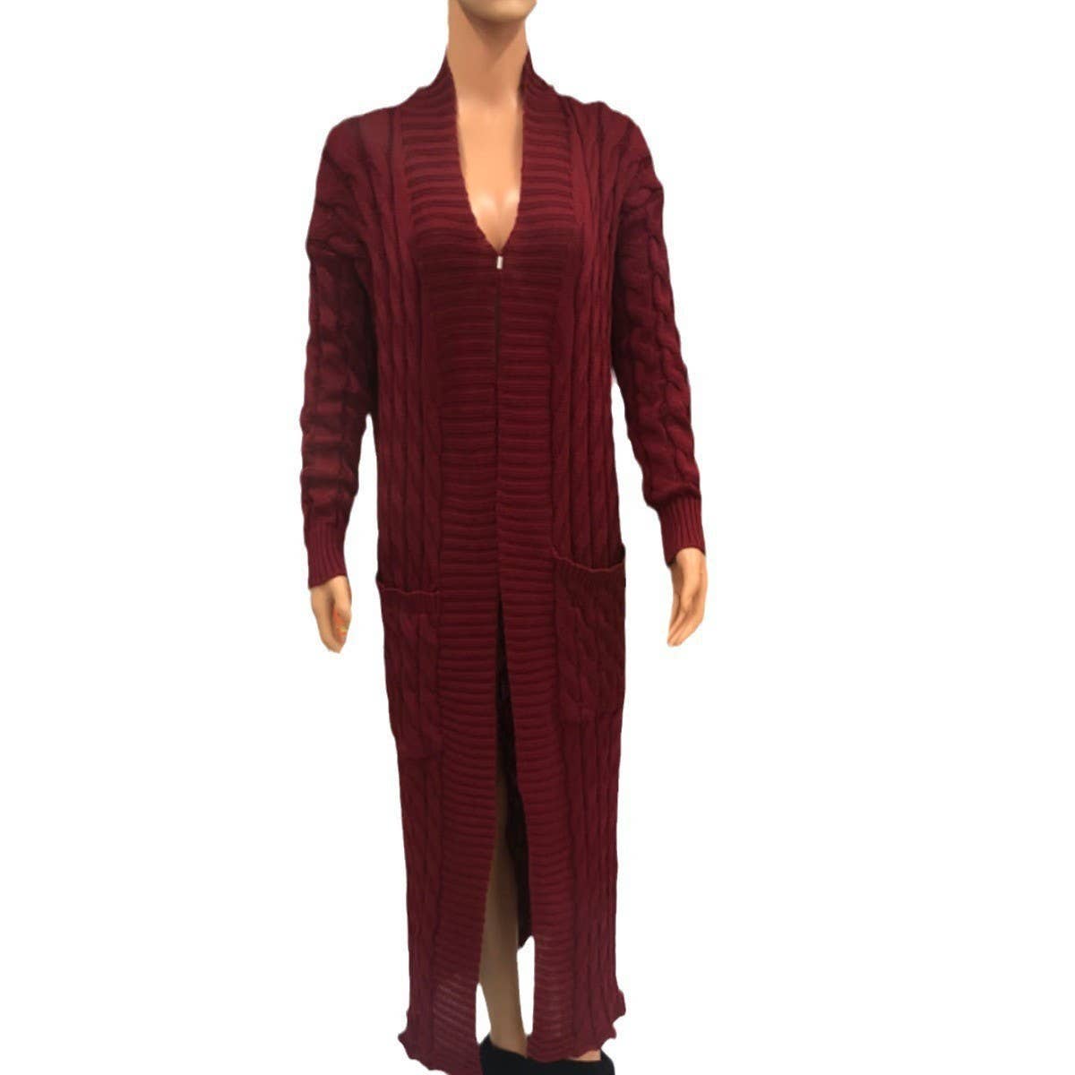 Rosa Clothing - Wholesale Cardigan - Women's - Multicolored Long coat knit cardigan2