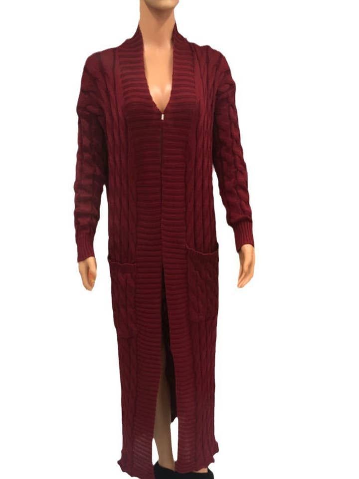 Rosa Clothing - Wholesale Cardigan - Women's - Multicolored Long coat knit cardigan15