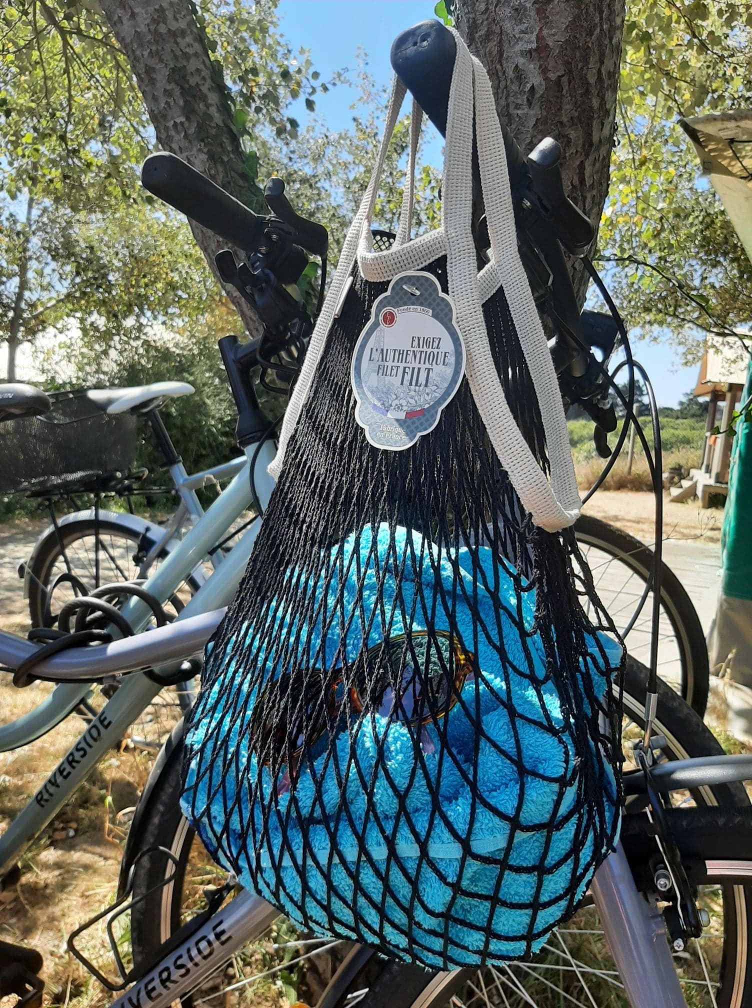 Filt1860 - Wholesale Grocery/Shopping Bag - Shopping net bag black with small ecru handles2