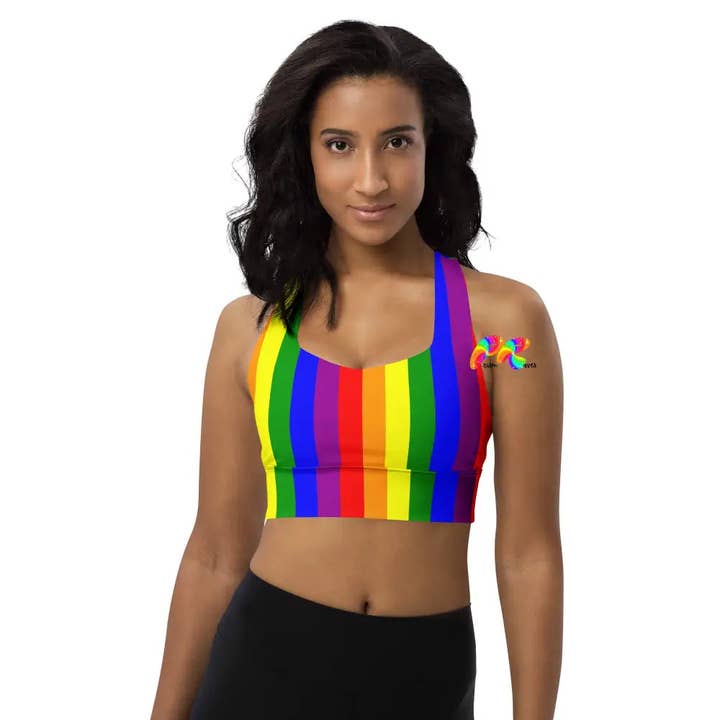 Pride Stripes sportbeha met lange pasvorm voor wholesale door Prism Raves