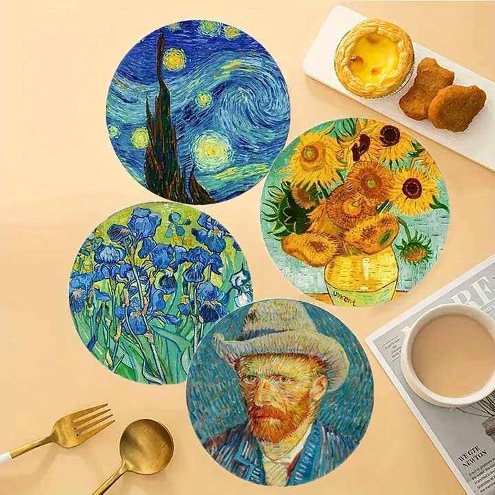 Magnifique Hearts - Wholesale Craft supplies - Van Gogh Wooden Mini Art pieces | Multi Functional Art Discs1