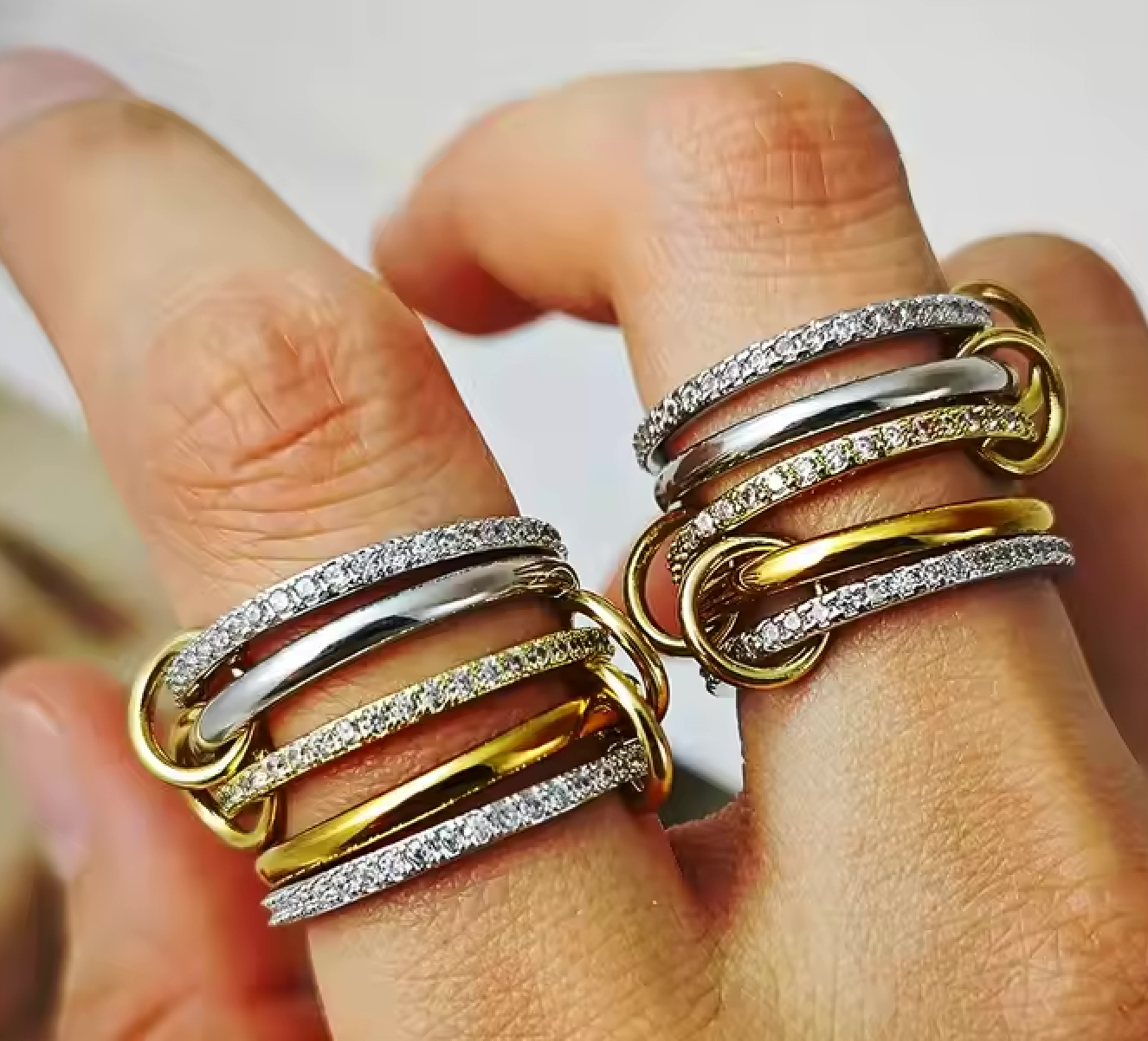 HoopLa - Vendita all'ingrosso Anello midi/a fascia - Nuovo Anello Eternity Multi Banda -fasce impilabili- ACCIAIO-dimensionato2