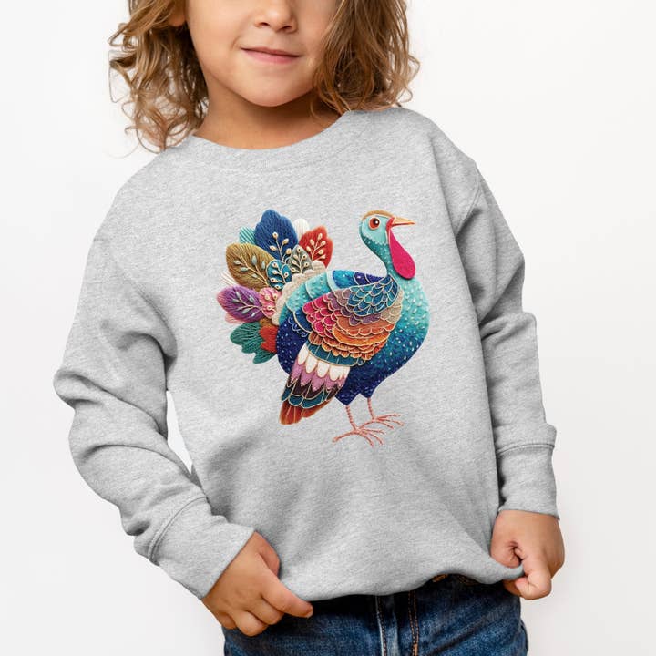 Sweat-shirt patchwork imprimé dinde pour tout-petit pour la vente par Olive And Ivory Wholesale