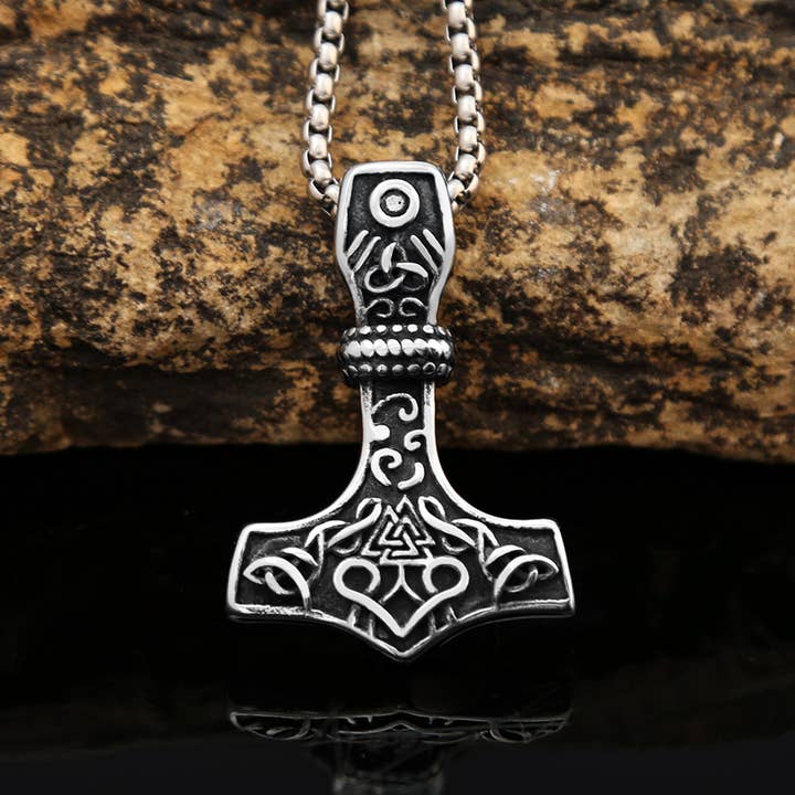 Mens Viking Style Thor's Hammer Necklace for wholesale by Gemcohub