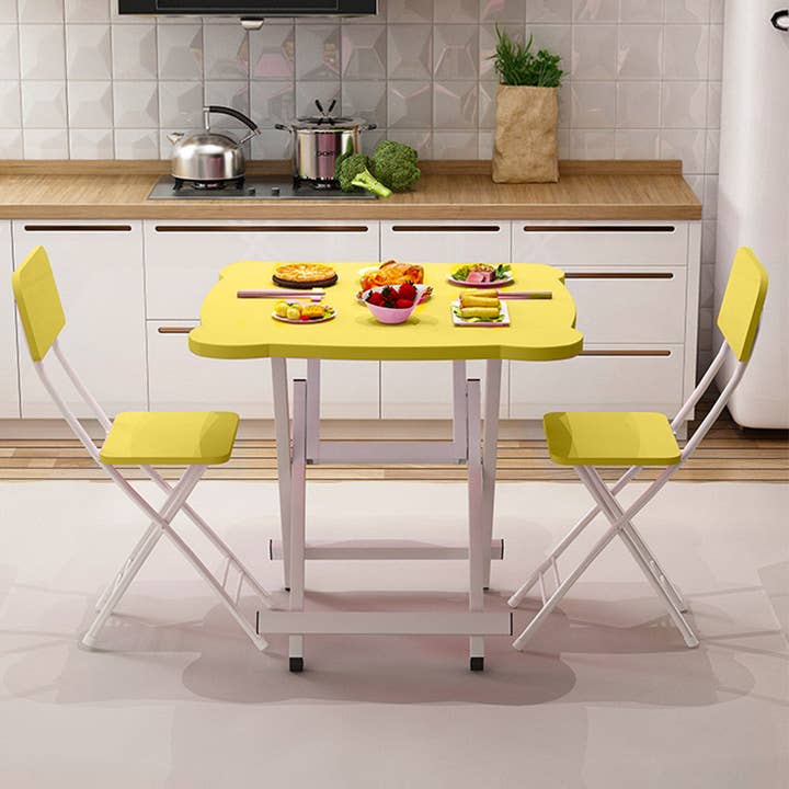 SOGA International Pty Ltd - Wholesale Patio table - SOGA 2X Yellow Minimalist Cat Ear Folding Table Indoor Outdoor Portable Stall Desk Home Decor4