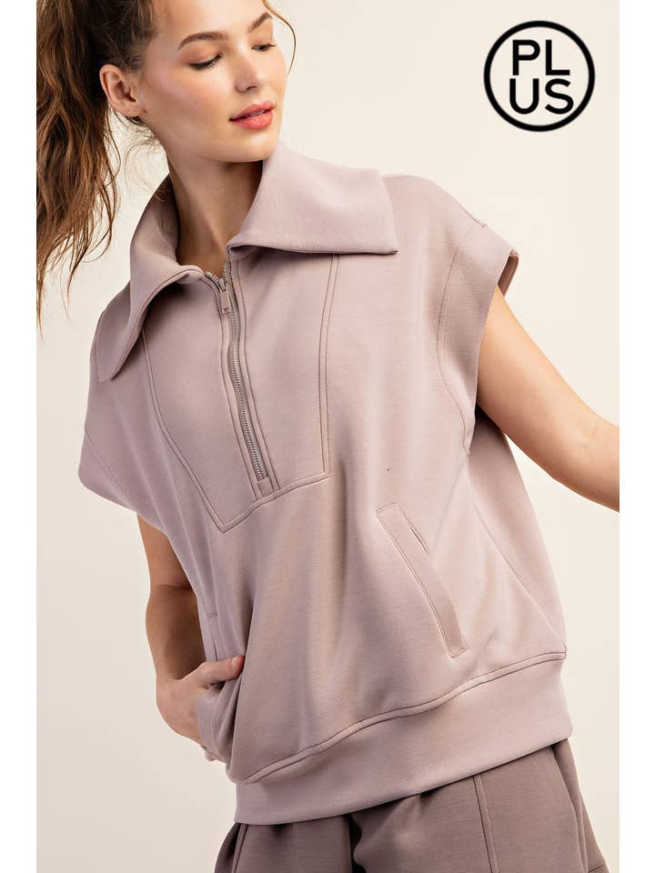 Rae Mode - Wholesale Athletic Top - Women's - PLUS SIZE MODAL SCUBA SHORT SLEEVE QUARTER ZIP TOP10