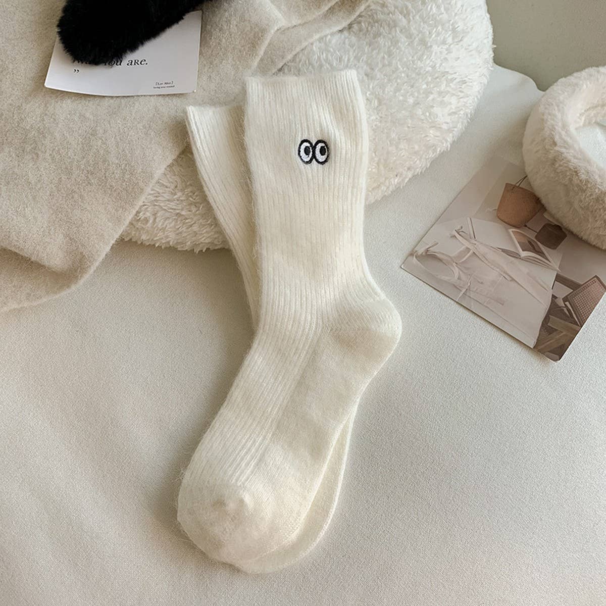 ACCITY - Wholesale Socks - Women's - Sweet Plush Socks Women Big Eyes Warm Slouch_CWMS028251