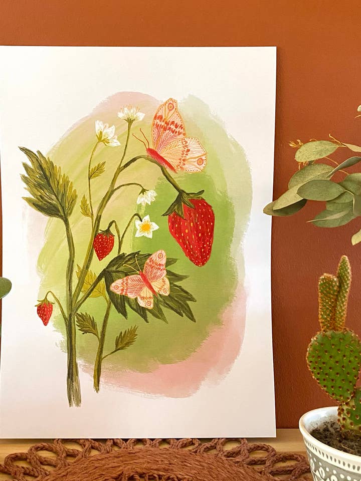 Stampa Pianta di Fragola / A4 + A3 / Stampa Artistica Opaca 350gsm per la vendita all'ingrosso da parte di Freya Snow