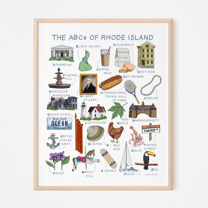 Rhode Island ABCs Art Print for wholesale by Lexi Mayde