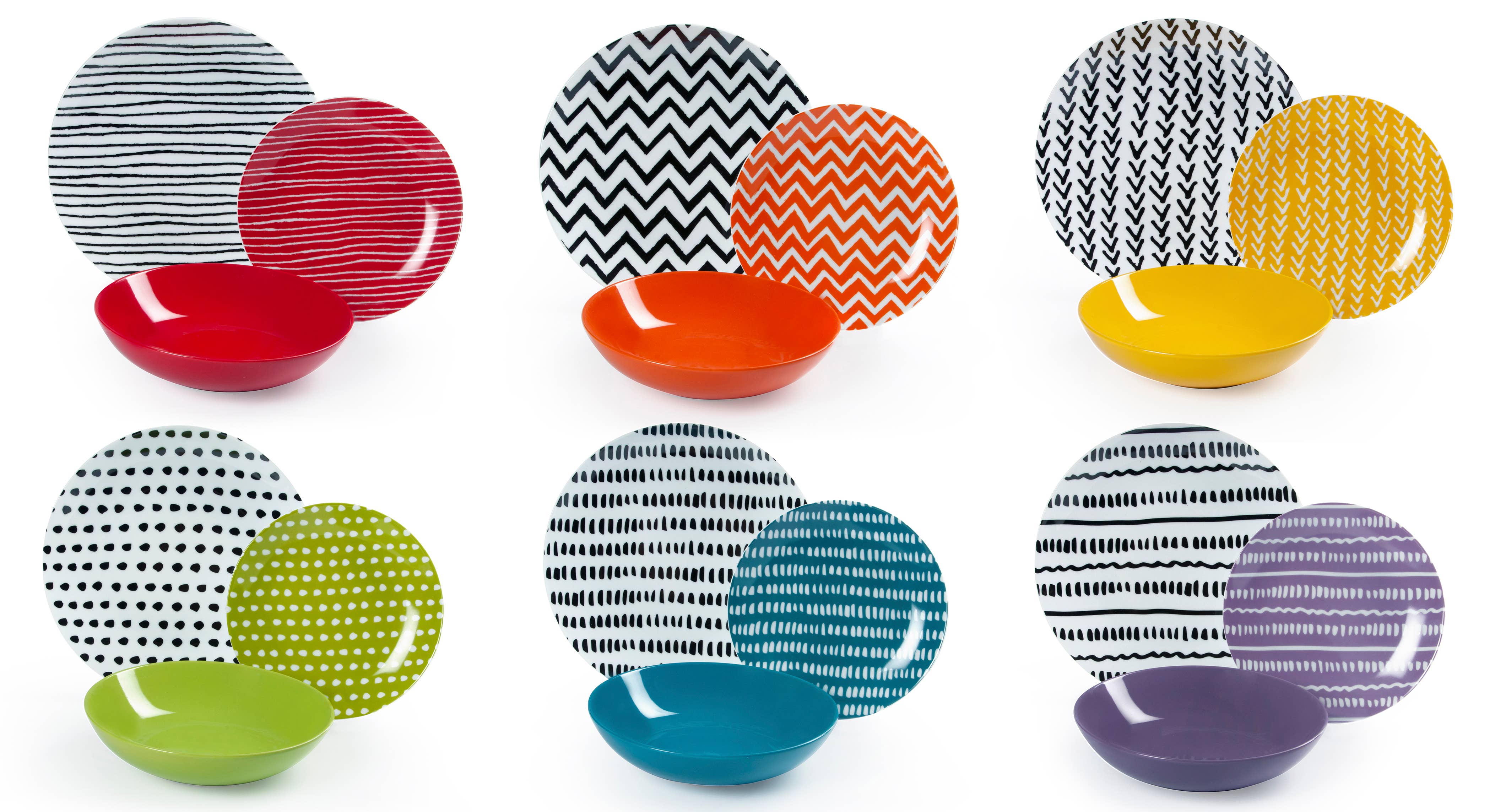 multicolour 18 Crazy Line Dinnerware Set for wholesale on Faire0