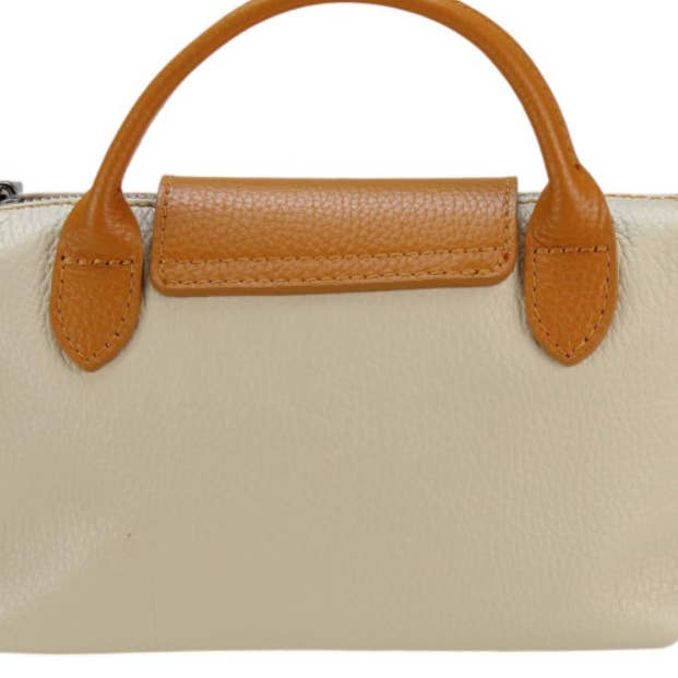 JIJOU CAPRI – wholesale Väska med handtag – Dam – LOLOCR Italiensk Läderkräm Liten Handväska med Tryckknappsstängning4