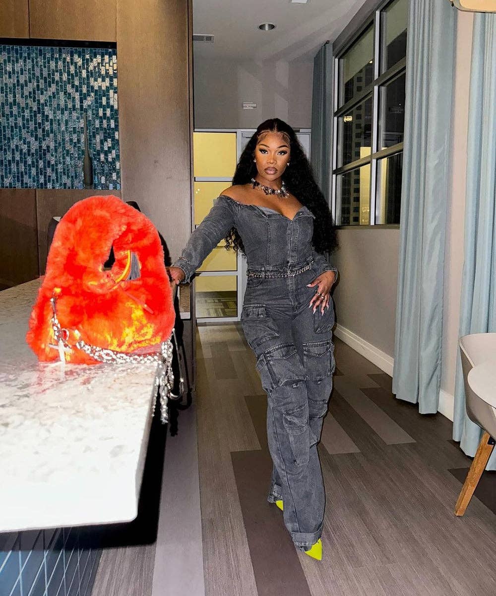 Aria Romance - Wholesale Jumpsuit - Women's - Asymmetric Denim Cardigan Set1