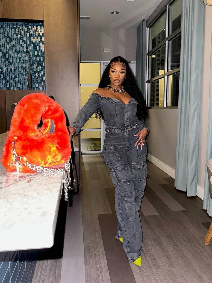 Aria Romance - Wholesale Jumpsuit - Women's - Asymmetric Denim Cardigan Set1