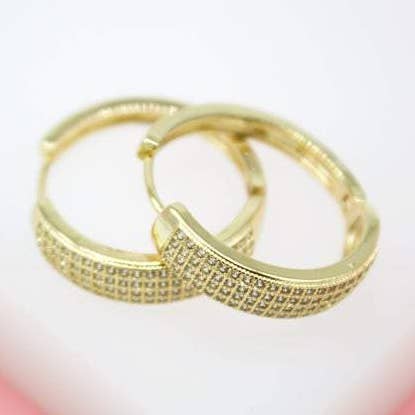 18K Gold Filled Huggies Earrings With Micro CZ Cubic Zirconia Stones for wholesale by MIA Jewelry