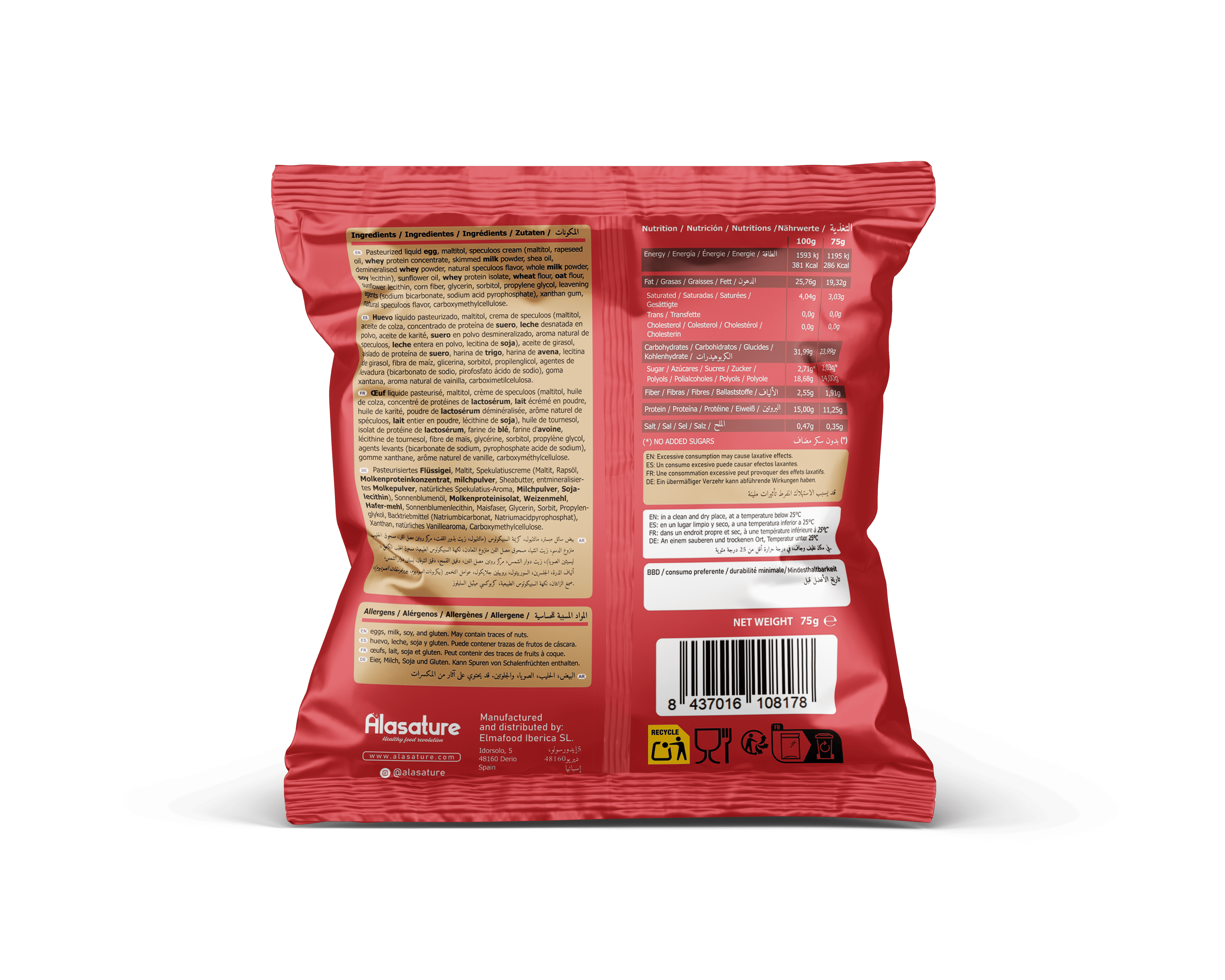 Alasature / Elmafood Iberica SL – wholesale Kakor – Doughnut Lotus Cream - Proteinfylld Kraptårta med Speculooskräm1