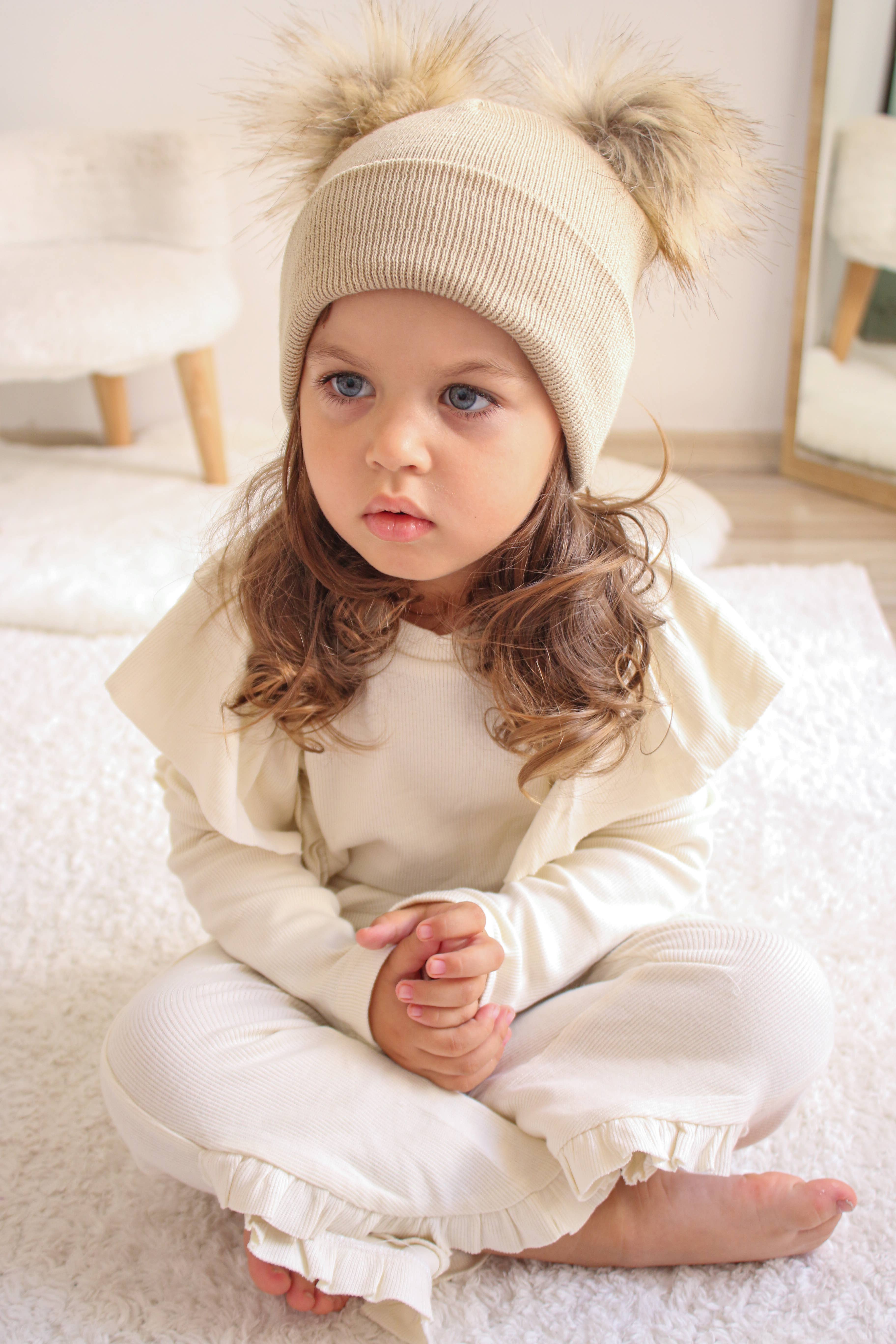 Himmelberg Baby - Wholesale Beanie - Kids - Beige Pom Pom Baby/Kid's Beanie, Newborn to 8 Years, Unisex14