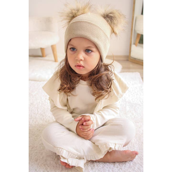 Himmelberg Baby - Wholesale Beanie – Kids - Beige Pom Pom Baby/Kid's Beanie, Newborn to 8 Years, Unisex14