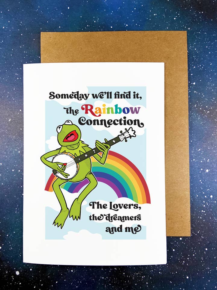 Kermit Greeting Card - The Rainbow Connection for wholesale by The Red Swan Shop