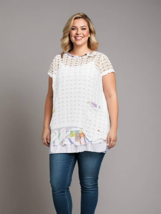 Openwork top + matching plus size tunic (A335) for wholesale by Pomme Rouge Paris