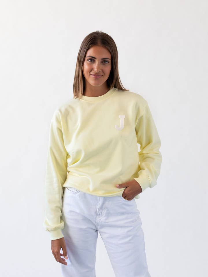 Light Yellow Sweatshirt | Inicial Mini Rizo for wholesale by Anitials