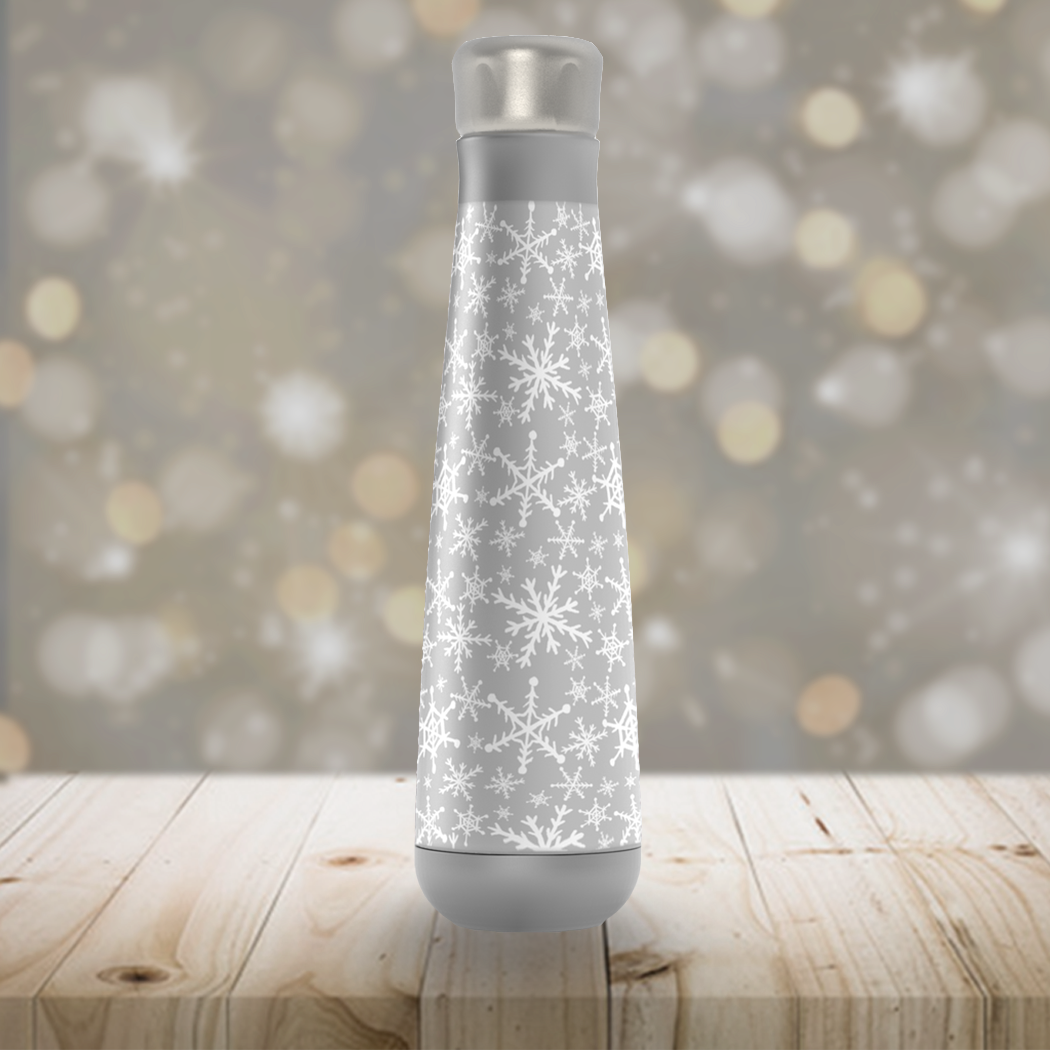Lauren Ullrich Art - Wholesale Water Bottle - Gray Snowflakes Water Bottle1