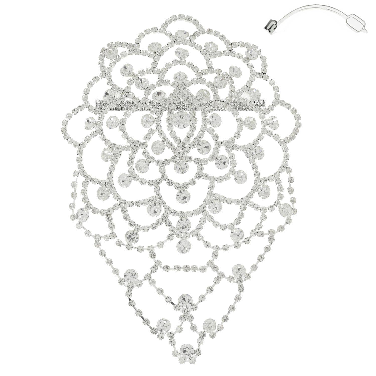 SP Sophia Collection - Wholesale Hair Clip - Women's - Scalloped Rhinestone Flower w/ Eye Center Hair Clip1