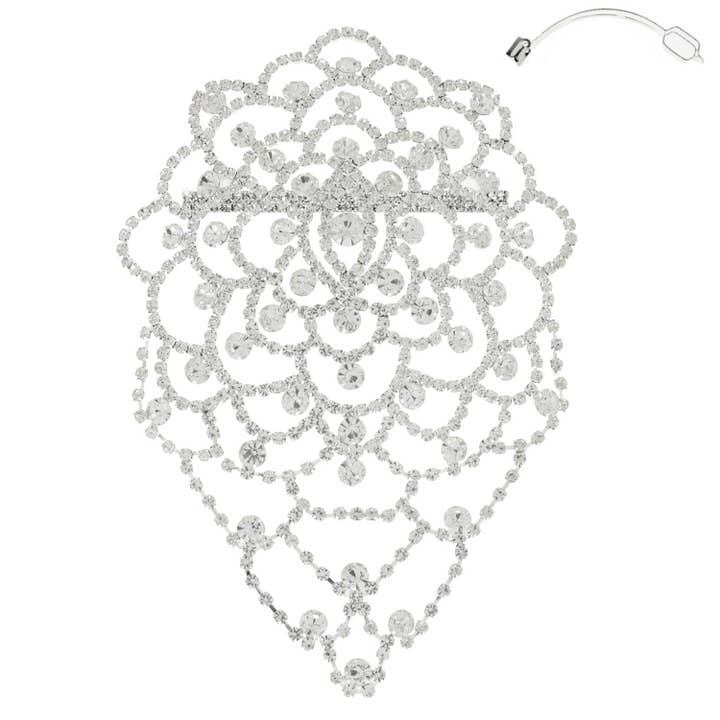 SP Sophia Collection - Wholesale Hair Clip - Women's - Scalloped Rhinestone Flower w/ Eye Center Hair Clip1