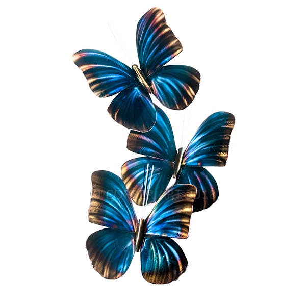 Copper Art - Wholesale Wall Accent - Blue Morpho Group of 3