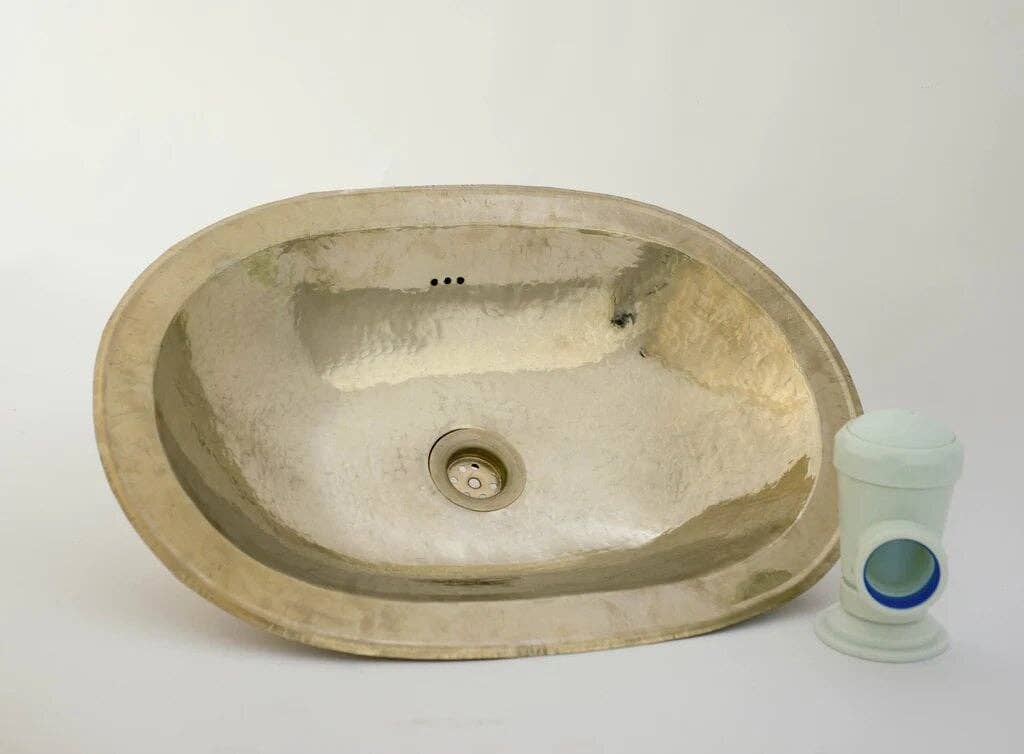 targa group - Wholesale Bathroom Accessory Set - Oval Copper Modern Sleigh Vessel Sink  Hand Hammered-- Choice of Drain3