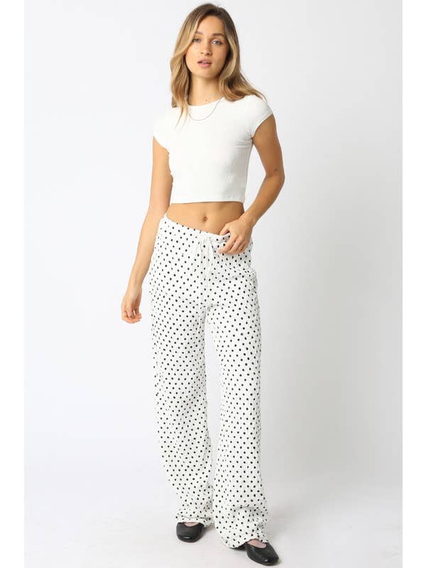 White Black Natallie Polka Dot Pants for wholesale on Faire4