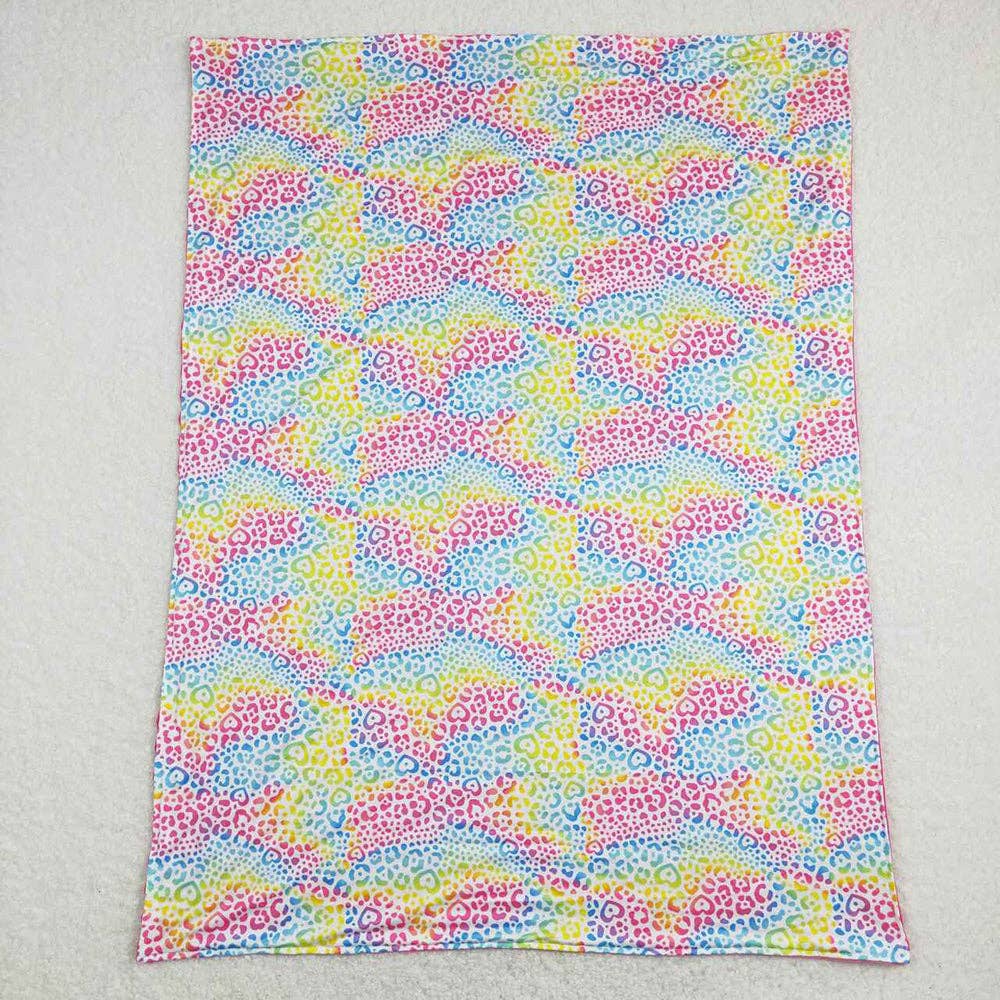 Aier Wholesale - Wholesale Bedding Blanket - Kids & Baby - Baby Girls Pink Colorful Leopard Minky Blankets1