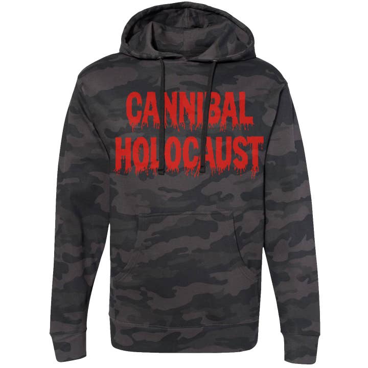 CANNIBAL HOLOCAUST BLACK CAMO PULLOVER HOODIE for wholesale by Pallbearer Press