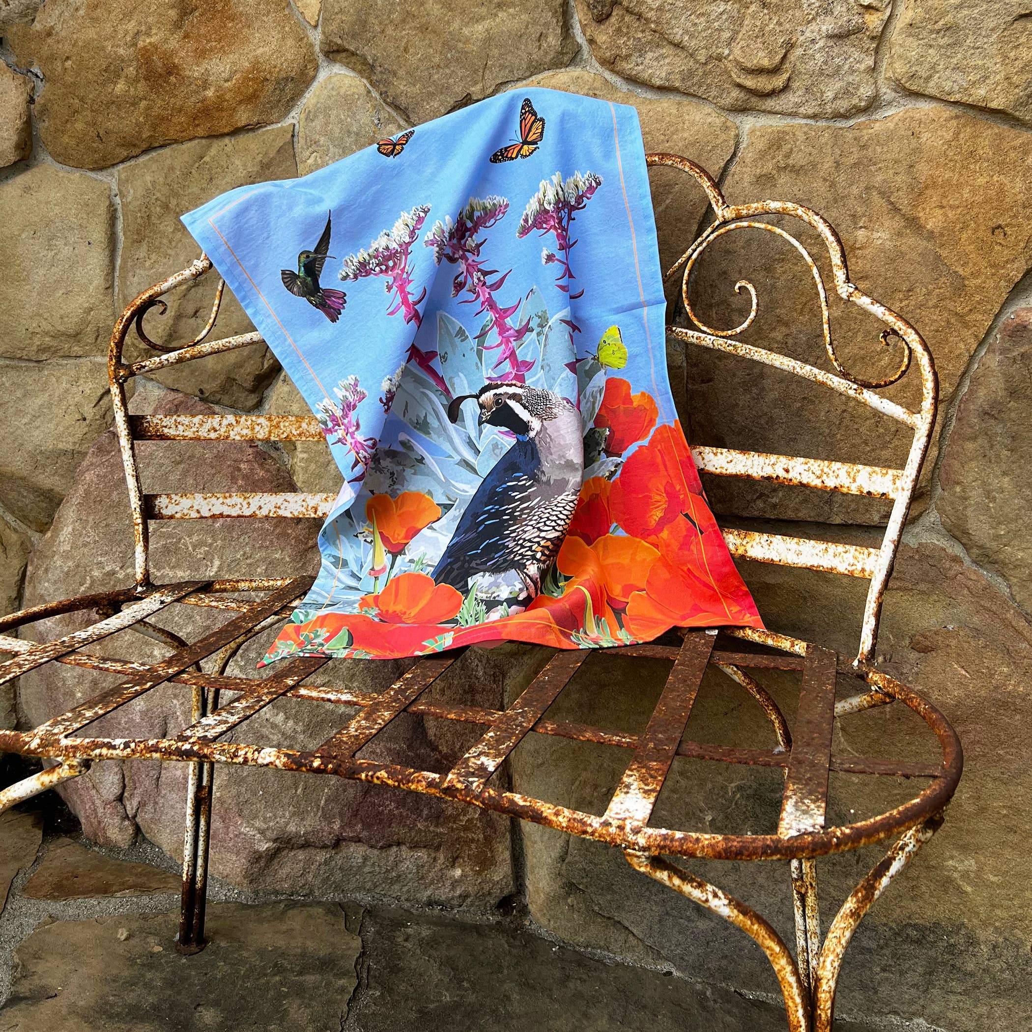 The Red Barn Press - Wholesale Tea Towel - Tea Towel | Quail and Poppies: BACK IN STOCK2