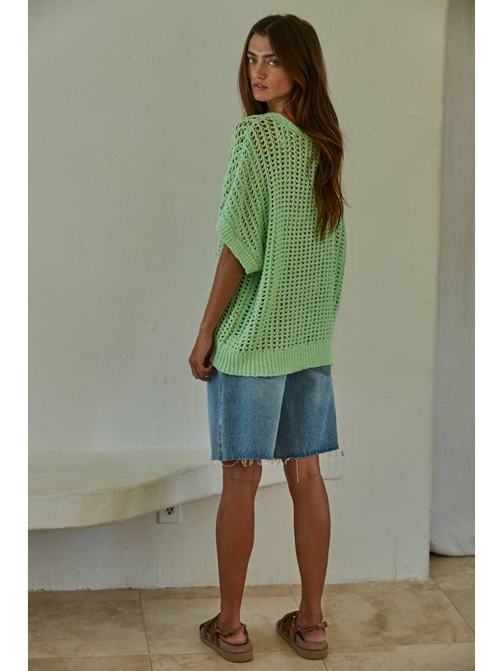By Together - Wholesale Knit Sweater - Women's - W1792 | Knit Sweater Cotton Fishnet See Through Pullover Top
