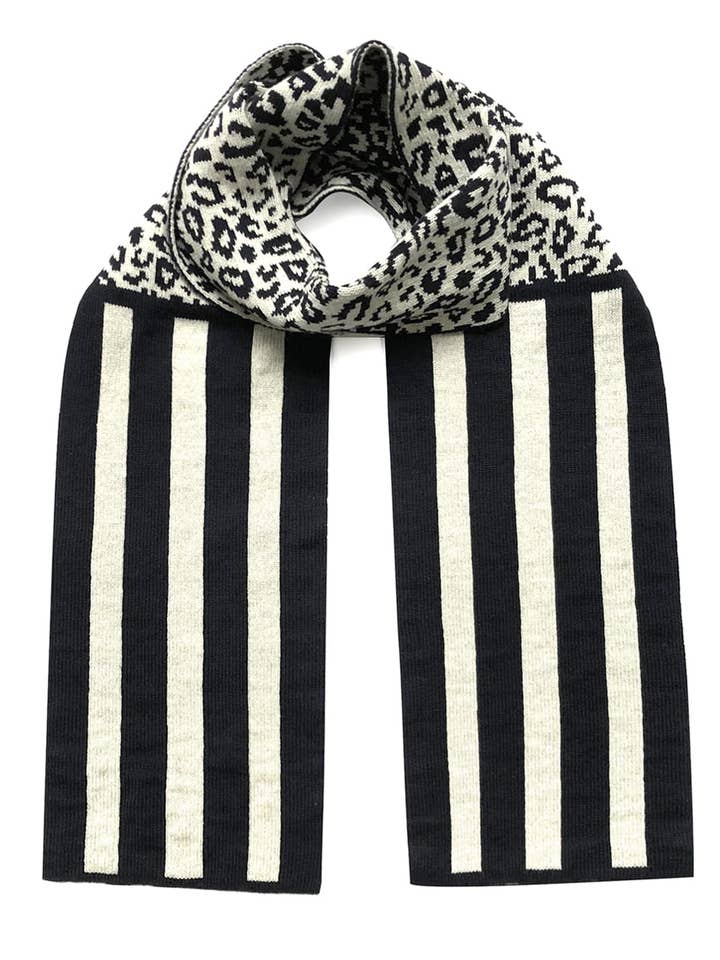 Leopard with Stripes Wool & Cashmere Scarf for wholesale by INGMARSON