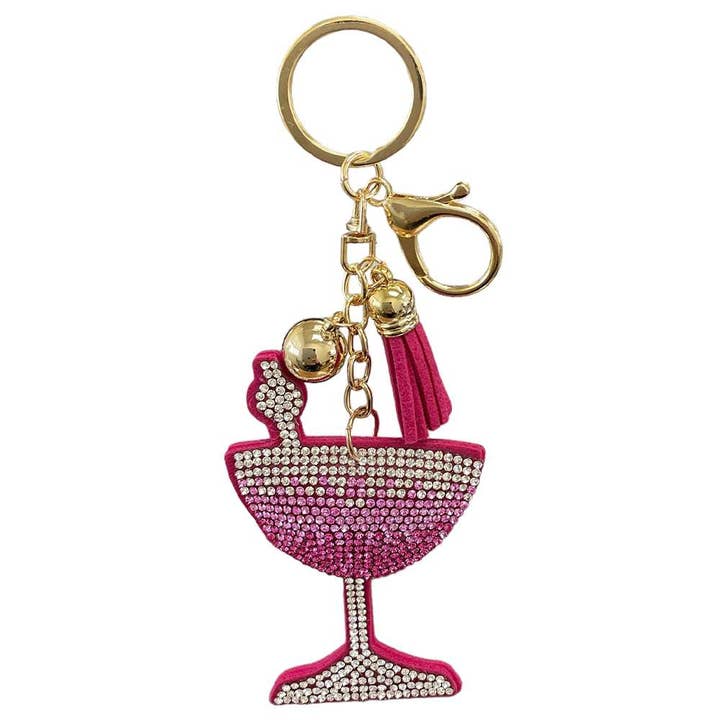 RHINESTONE COCKTAIL KEYCHAIN WITH TASSEL KC444X-792 for wholesale on Faire