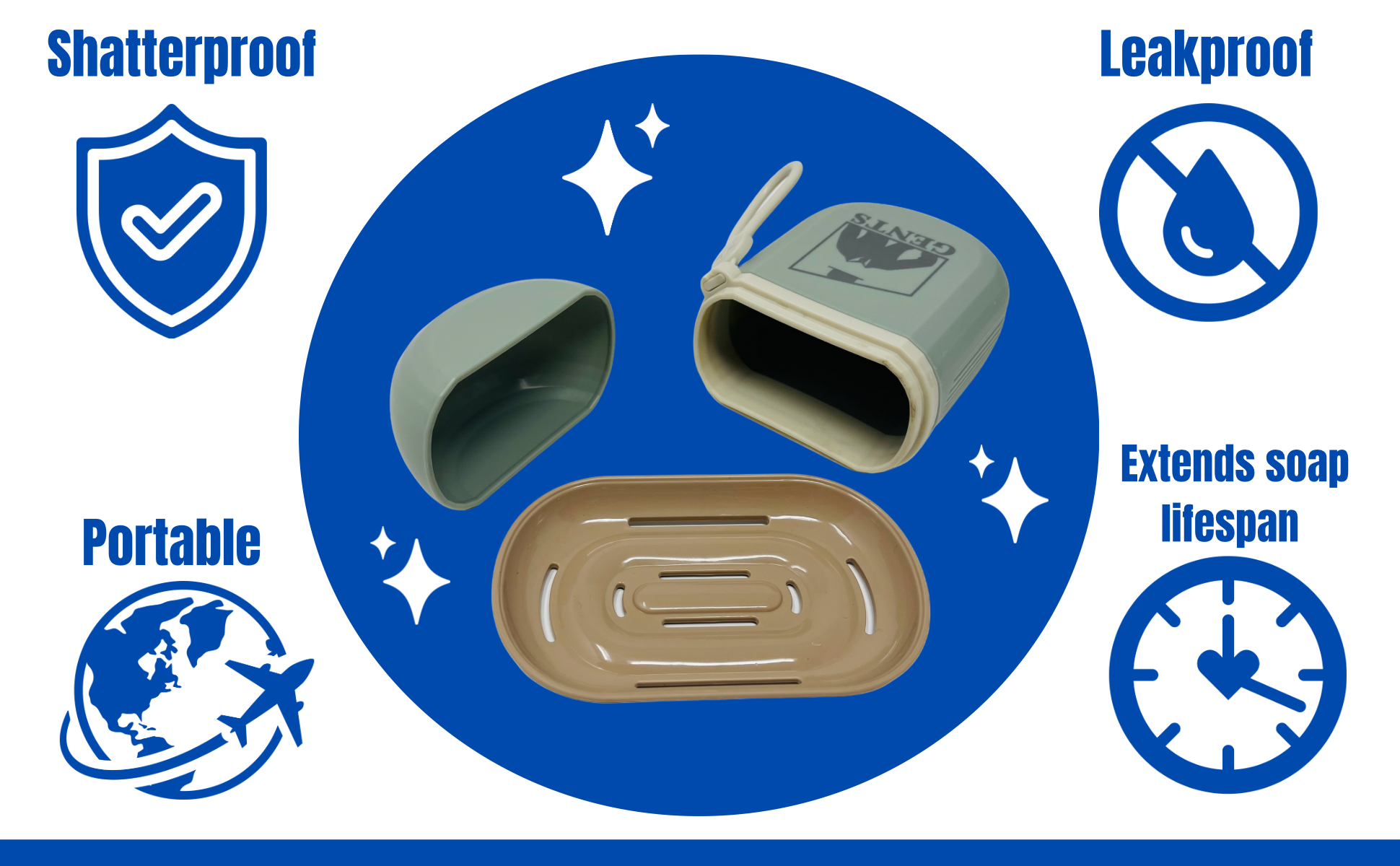 GENTS FINE GROOMING PRODUCTS - Wholesale Bath soap dish - Travel Bar Soap Container Dish fits up to 5 oz bar 1