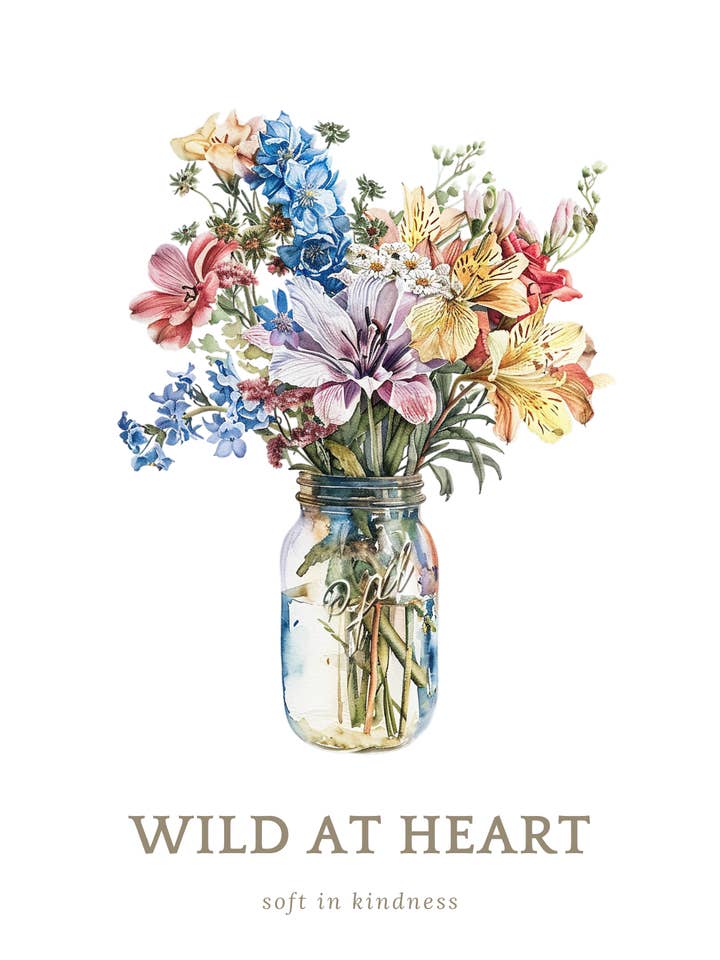 Sustainable postcard Wild at heart flower jar for wholesale by Mookstories