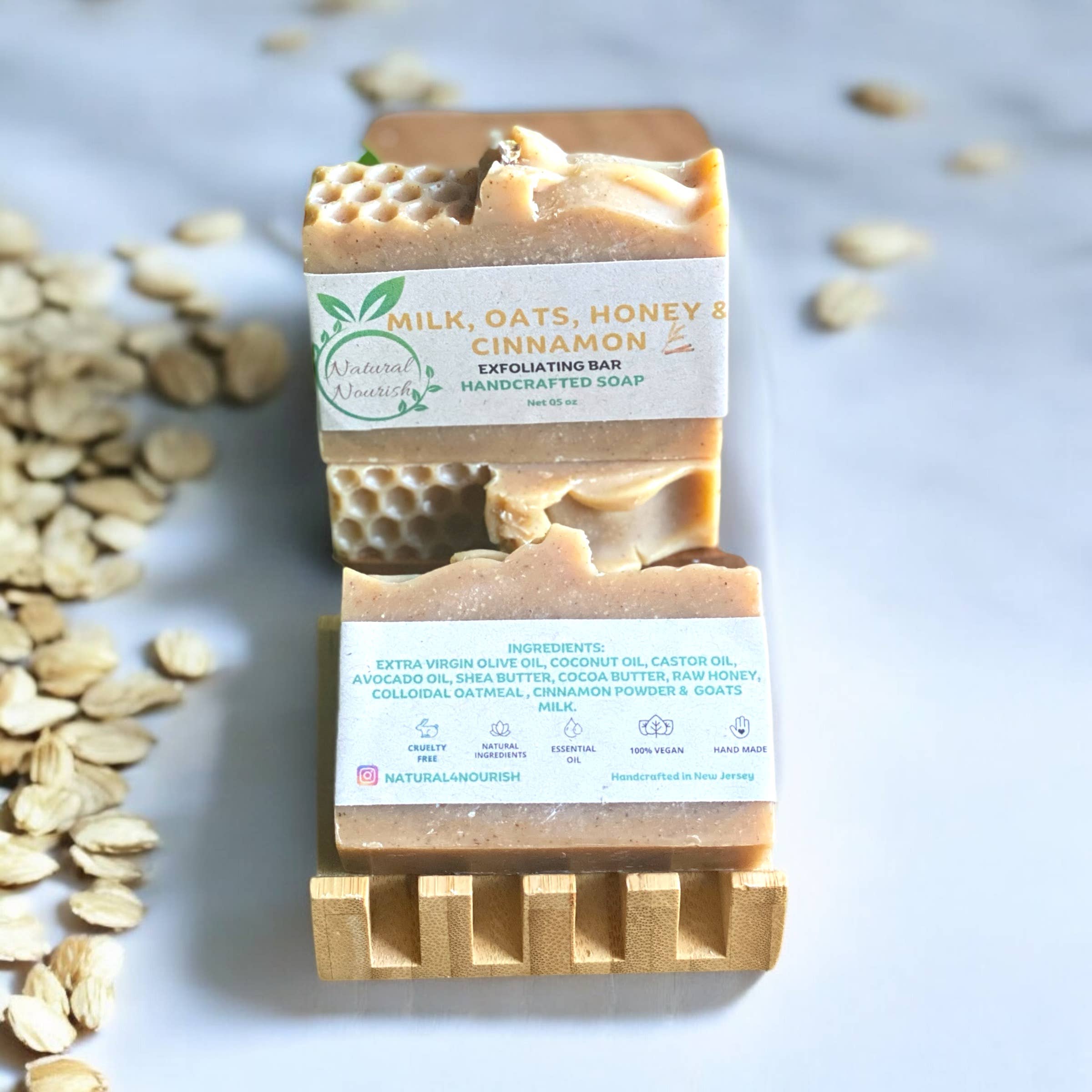 Natural Nourish - Wholesale Bar Soap - Milk Oats Honey and Cinnamon - Handmade Goat Milk Soap 1