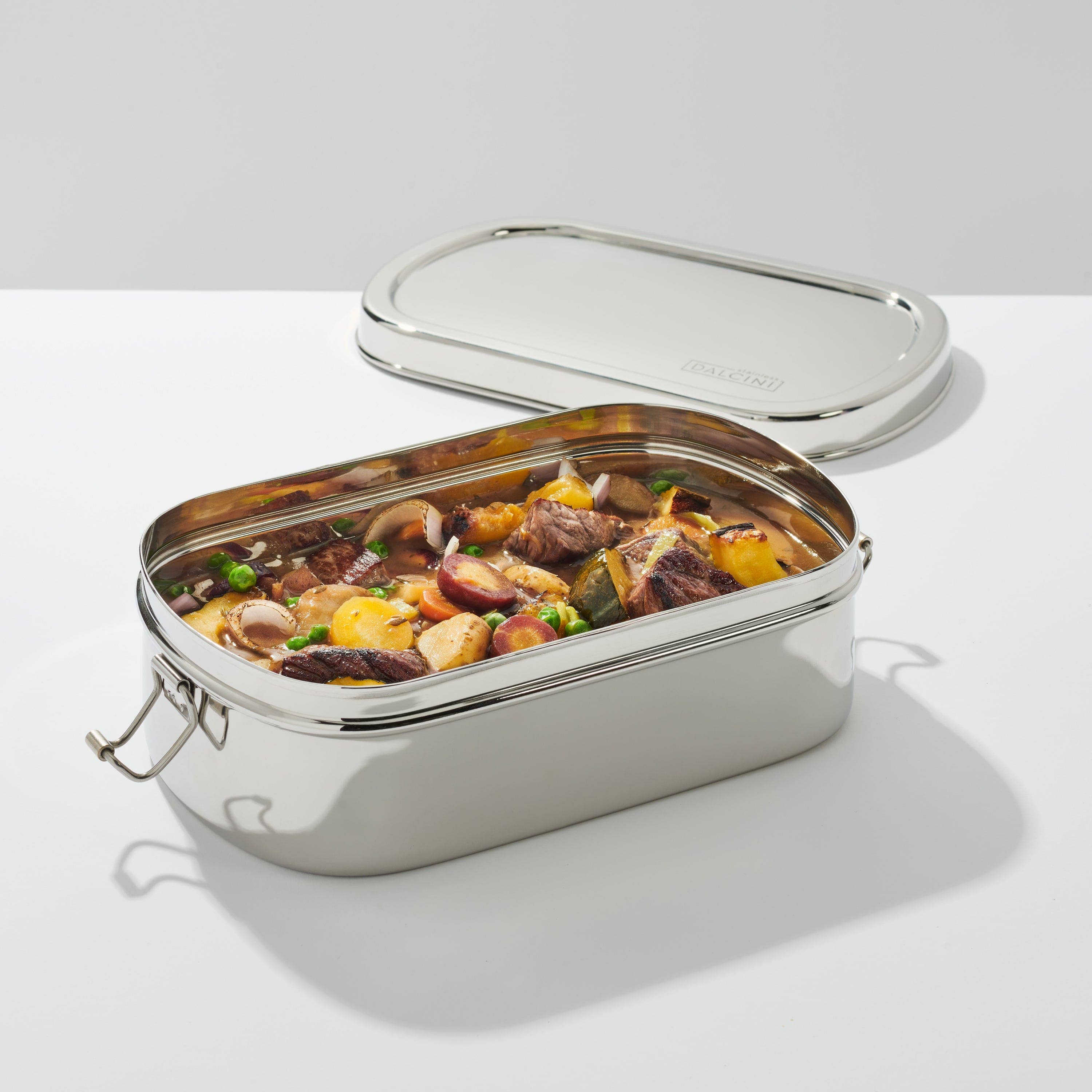 Dalcini Stainless - Wholesale Food Storage Container - Large Oval with Clips | Stainless Steel Food Container1