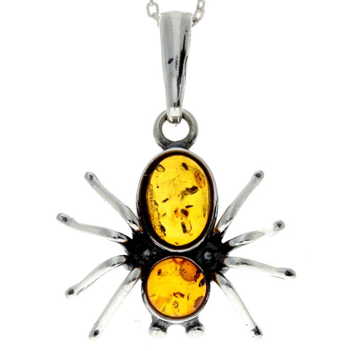 925 Sterling Silver & Baltic Amber Spider Pendant - 598 for wholesale by SilverAmber Jewellery