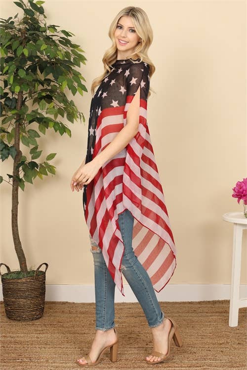 MYS Wholesale Inc - Wholesale Poncho - Women's - Stylish USA Accent Print Poncho3